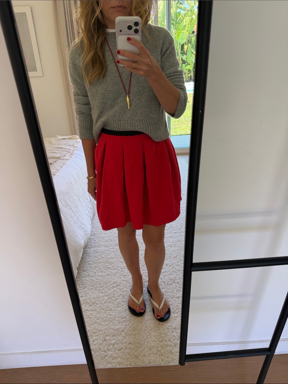 Sandro Red Pleated Mini Skirt